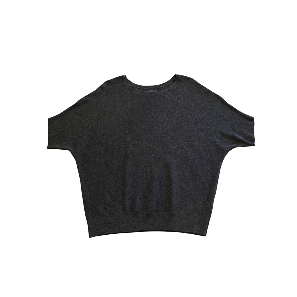 Quince Cotton Cashmere Link-Stitch Dolman Sweater Heather Charcoal Womens M